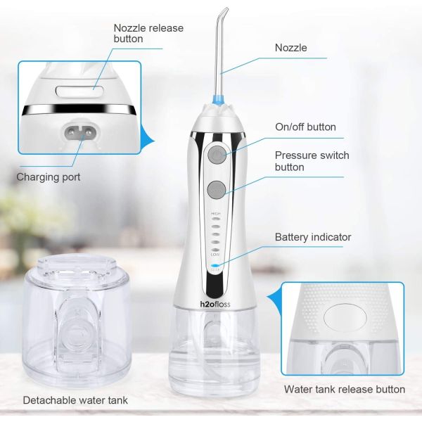 2500Mah Battery Operated Dental Spa Oral Irrigator Rechargeable For Oral Clean