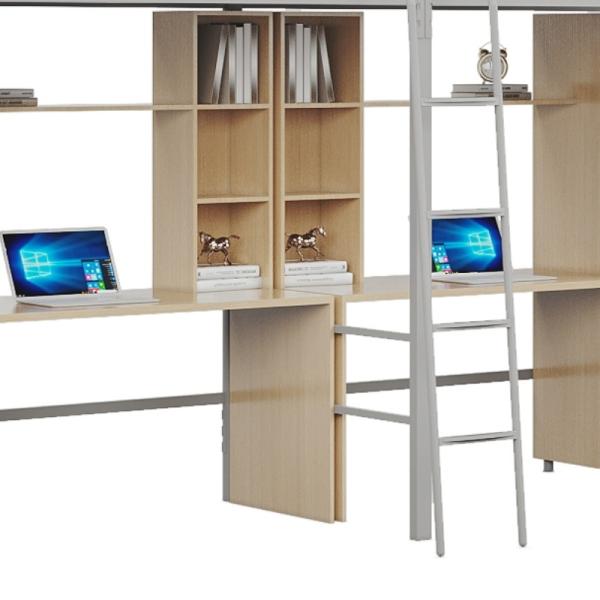 Bela e prática, cama dupla de apartamento de estudantes com quadro de cortina