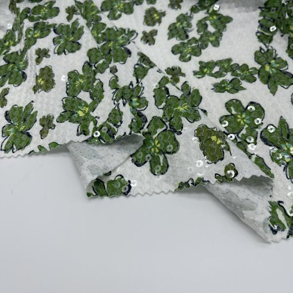 Durable Smooth Sequins Embroidery Fabric Cloth  M13-005