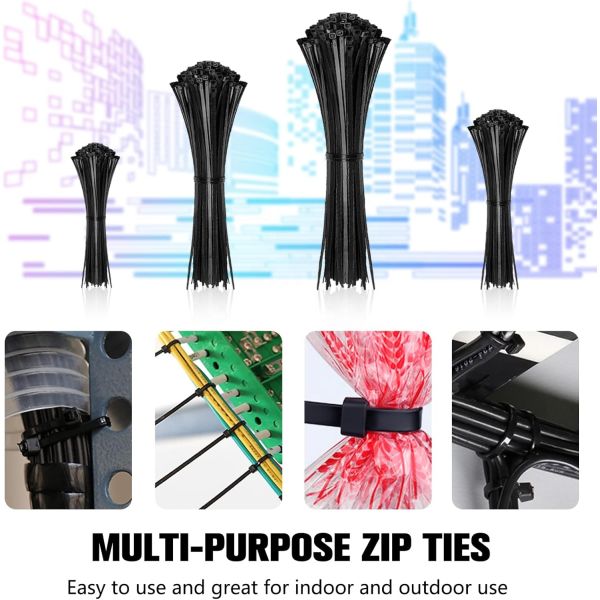 200mm Adjustable Self-Locking Plastic  Nylon Cable Tie Bracket  High-Temperature Nylon Cable Zip Ties