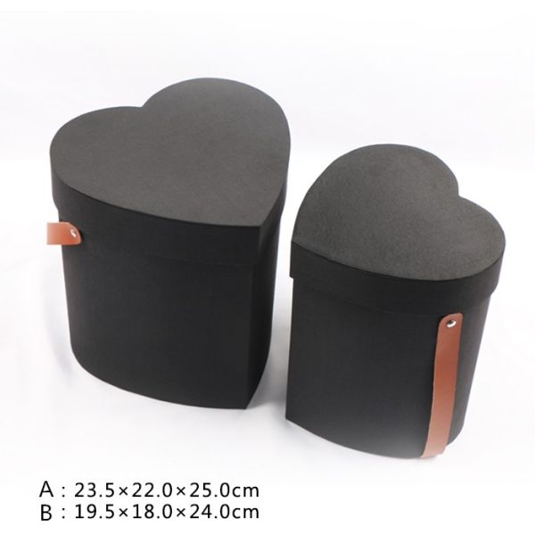 Luxury Pink Black Cardboard Paper Rose Packaging Heart Shape Tube Gift Box with Lid