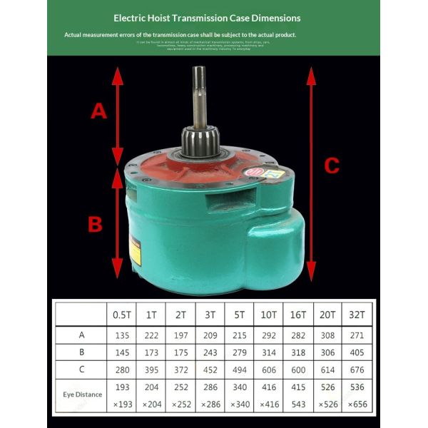 Electric Hoist Gearbox Lifting Reducer with 1 Ton/2 Ton/3 Ton/5 Ton Capacity Green Finish and 1 Year Warranty