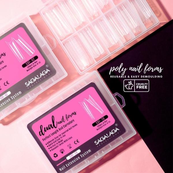 Lasting Time 2-3 Weeks Clear Nail Extension Form Tips Dual Nail Mold Full Cover Poly UV Gel Tools Acrylic Nail System Forms