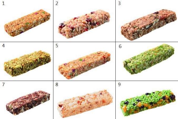 O suco vegetal secado frutifica barra doce da refeição do sabor, snack bar saudáveis