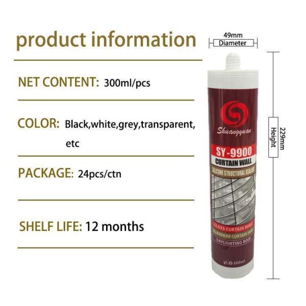 Black Color Leak Proof Structural Silicone Sealant High Temperature Resistant