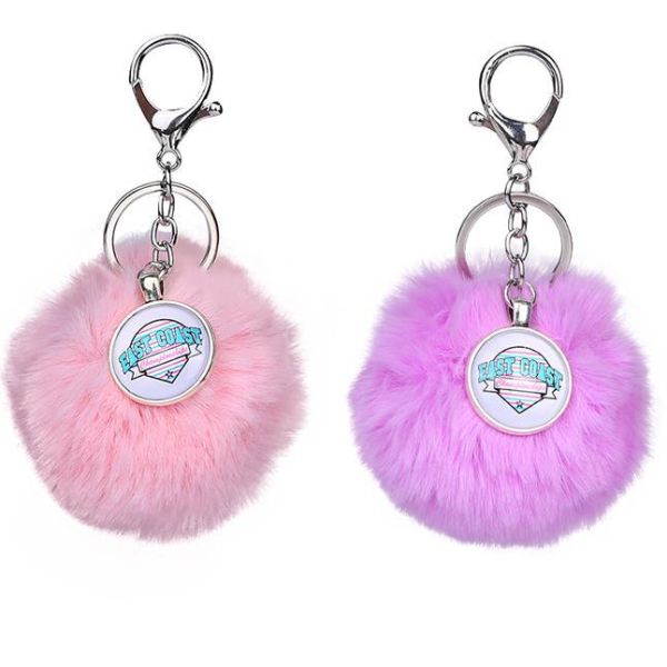 GUGEER Personalized logo Plush ball Keychain for Backpack,Key Chains Women Cute,Purse Charm Pendant Gift for Women