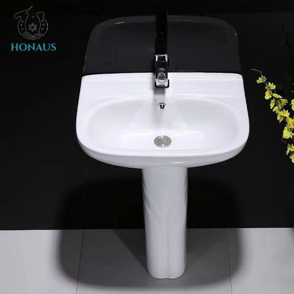 CUPC 565*420*780mm One Piece Wash Basin With Integrated Full Pedestal