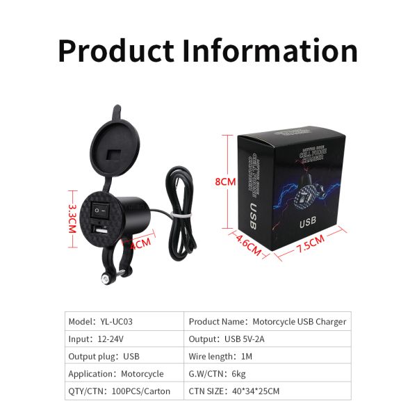 5V 2A Motorcycle USB Charger
