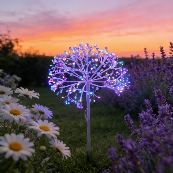 Jeweled Star-Shaped Garden Stake, 18in, ETL Certified, 3V 1A Outdoor Adapter, Colorful Light, Eco-Friendly & Energy-Saving, Indoor & Outdoor Use for Street/Commercial/Party Decor, MOQ 500 Pcs