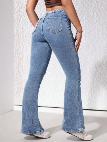 Nostalgia medium blue stretch flared jeans