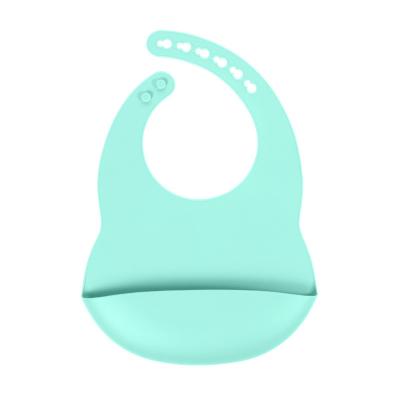 Blue Colors Newborn Feeding Silicone Catch Bib With Pocket Custom With Size Is 3.5*30.6*20.8 cm And Weight Is 81 Gram