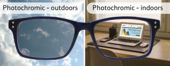 65/70MM Dia Anti Glare Lenses , UV400 1.61 Photochromic Adaptive Lenses