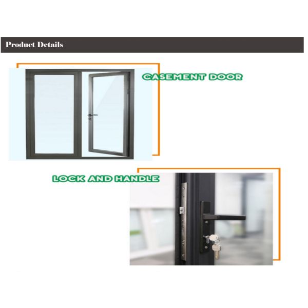 Vertical Swing Aluminium Casement Doors , Internal Double Casement Door ISO9001