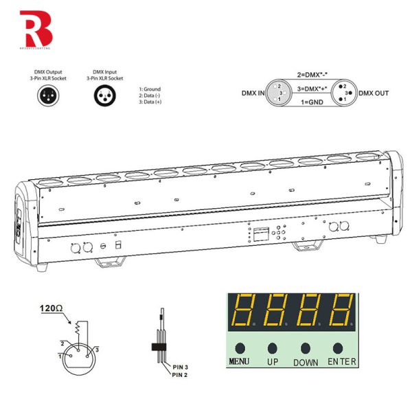 RGBW 4-In-1 LED Beam Wash Stage DMX512 LED Pixel Bar 12pcs 30W