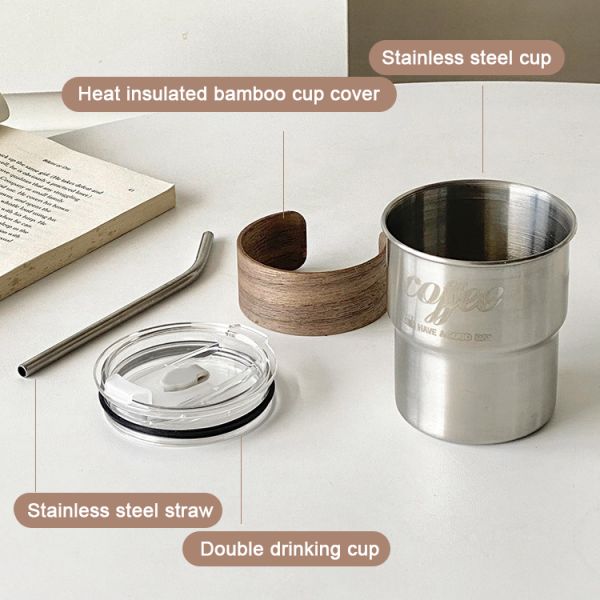 Stainless Steel Camping Coffee Cup with Folding Handle and Sustainable Materials