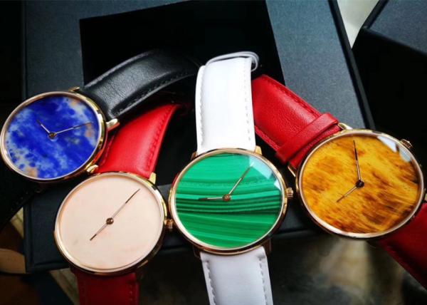 Multi Color Luxury Stone Craft , High End Quartz Watch With Marble Dial