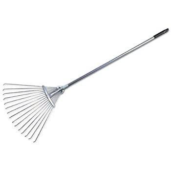 Galvanized 58.3 Inch Adjustable Metal Rake Tool for Garden Lawn Leaf Care and Maintenance