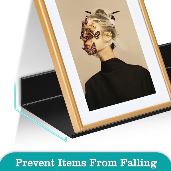 Estantes flotantes negros Estantes de baño Bracket montado en la pared, 16 