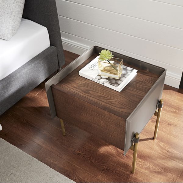 Solid Steel High Leg Nightstand Simple and Modern Storage Cabinet for Mini Bedroom