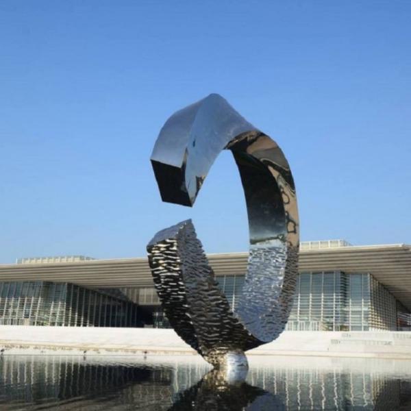 Stainless Steel Circle Water Feature Sculpture Metal Decor Art Sculpture