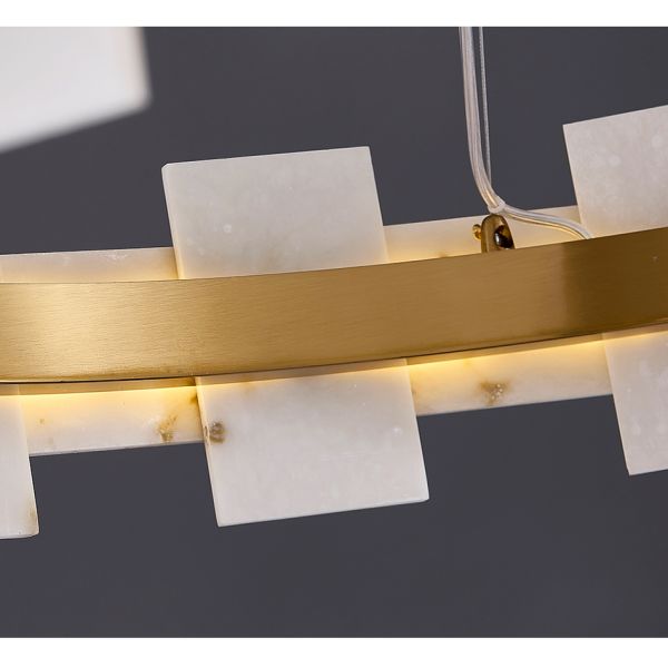 Led Creative Chandelier For Living Room White Ring Marble Chandelier(WH-MI-318)