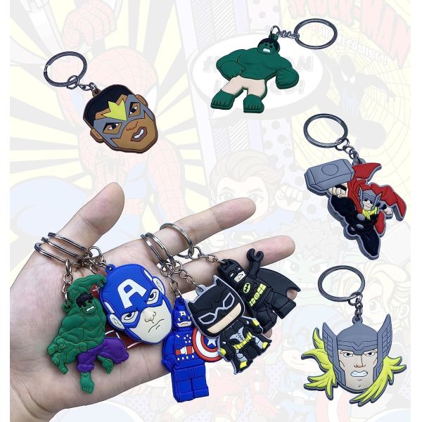 Cartoon Keychains Key Goodie Bag Stuffer Christmas Gift Holiday Charms Kids Birthday Party Favors School Carnival
