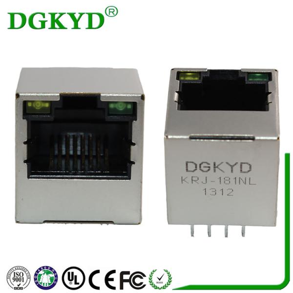 O jaque fêmea do LAN rj45 da entrada vertical da altura 12mm de KRJ-1808NL integrou o Magnetics HY951180A compatível