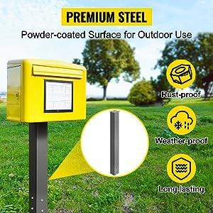 Sturdy In-Ground Mail Post Bracket for Black Concrete Roadside Mailbox Pole Top Mount