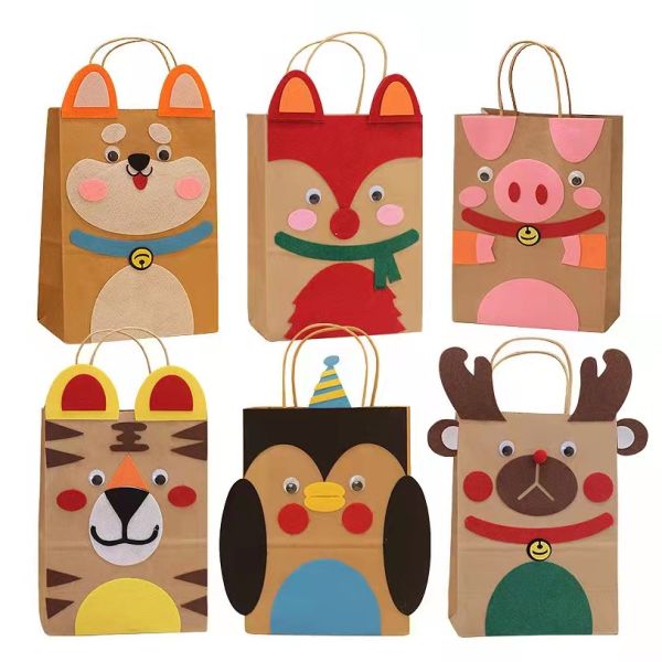 Фабрика на заказ коричневый kraft бумаги пакет подарочный пакет животные бумажные пакеты