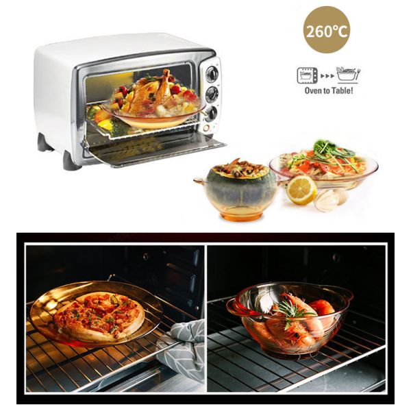 Restaurant Amber Microwave Heated Glass Tray Bowl Set