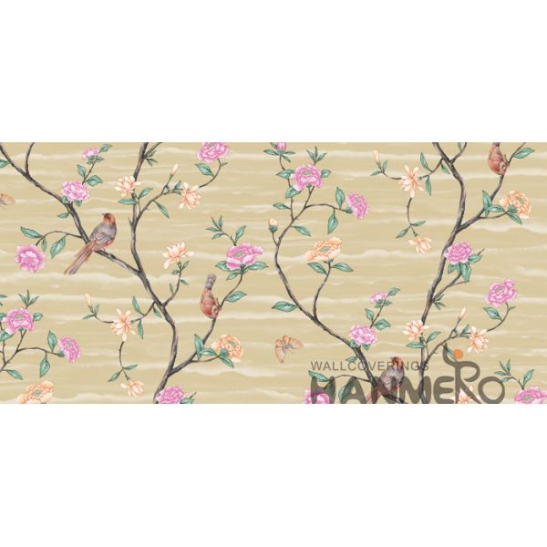 Floral Bird New Designs Modern Removable Wallpaper for Saloon Chinese Factory Manufacture