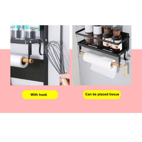 4 Tier Magnetic Fridge Organizer for Kitchen Paper Towel Holder 5 Hooks and 2.6KG Capacity