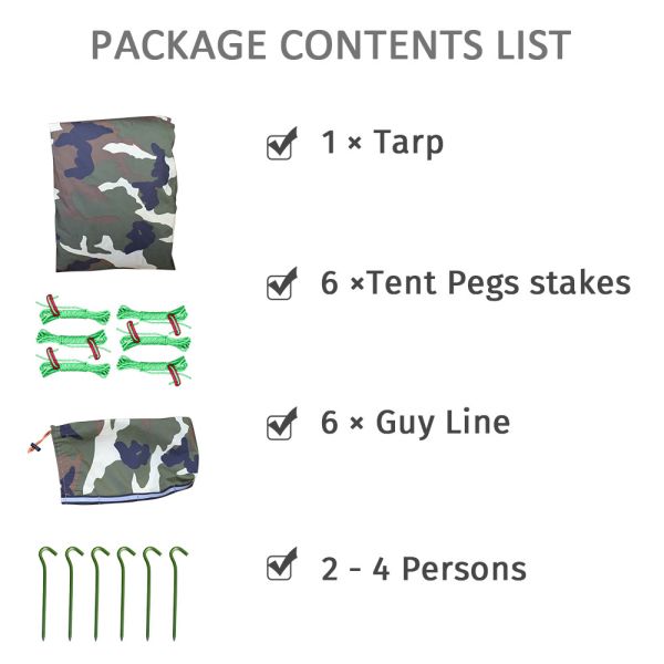 4 Persons Windproof 210T Polyester Camping Sun Shelter