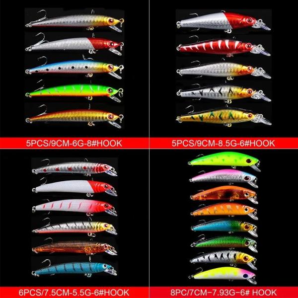 56pcs Hard Bass Bait Floating Carp Lure Kits Peche Leurre Fish Bait Set
