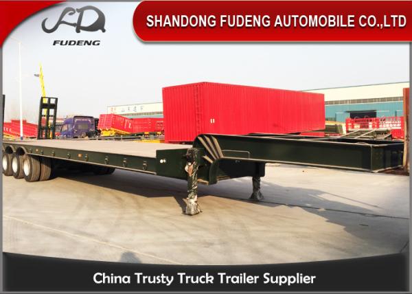 100 Ton Heavy Equipment Lowboy Trailer , BPW Axle Lowboy Flatbed Trailer 
