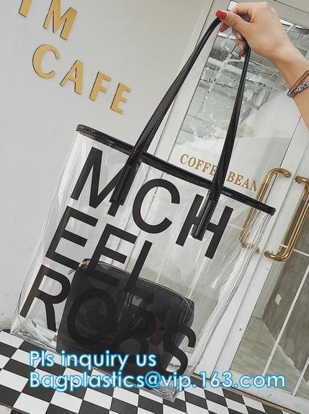 PVC bags clear lady cosmetic bag, transparent waterproof pvc cheap beach bags, Women's Casual Canvas Tote Bags Shoulder