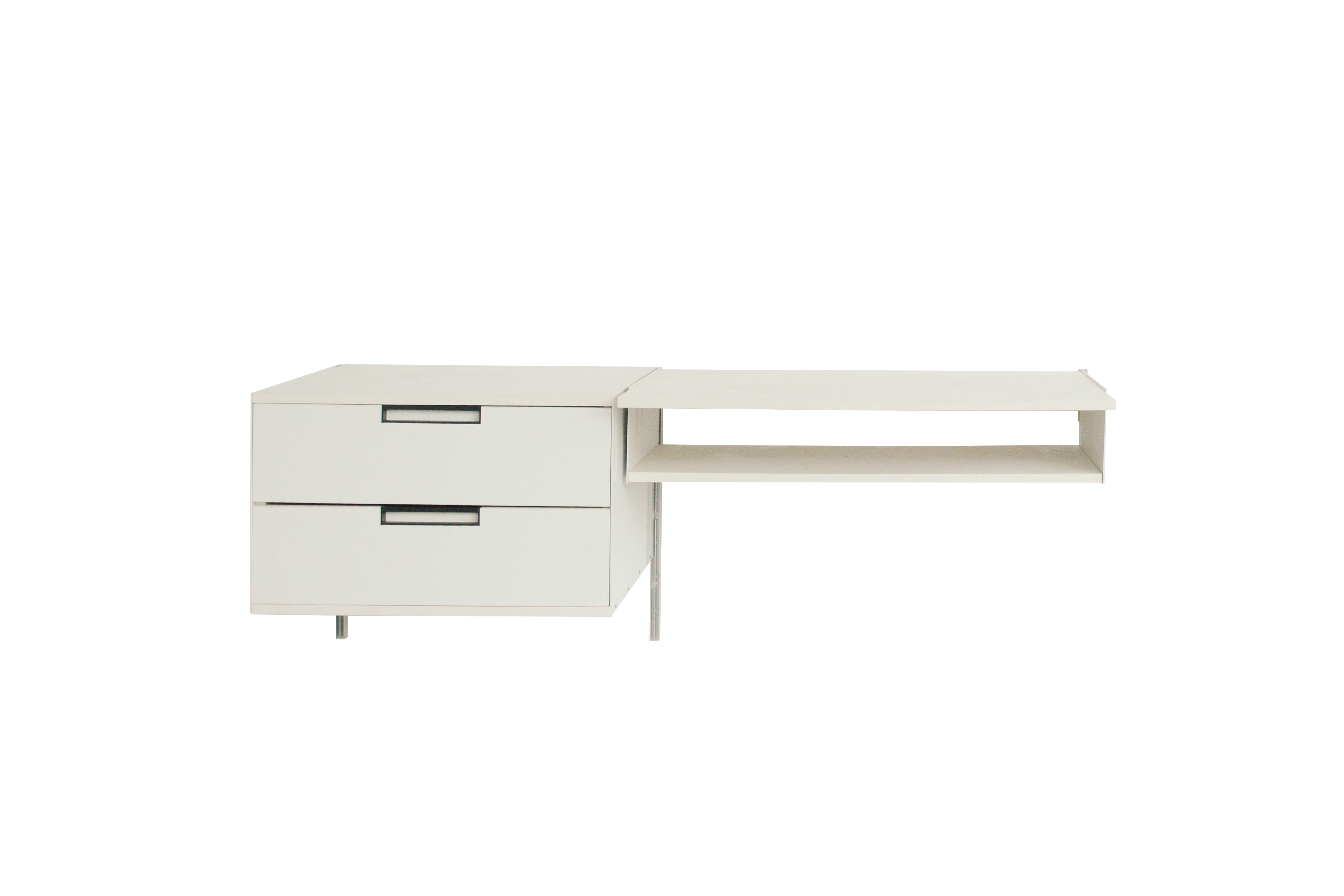 White Steel Track System with Wood Shelves for Bedroom and Living Room Clothing & Food Storage