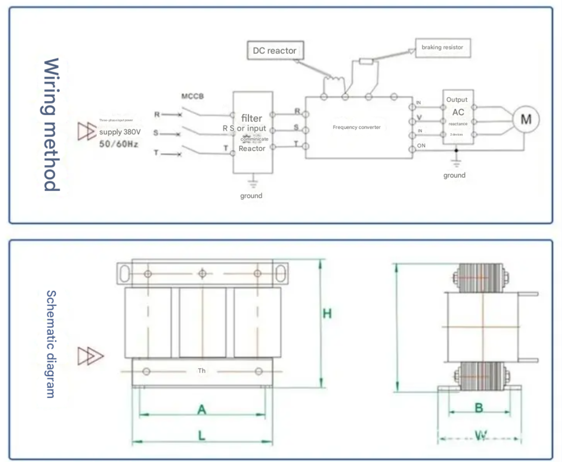 OCL-566 380V AC Line Reactor with 20A Rated Current and Harmonic Filtering for VFD Systems