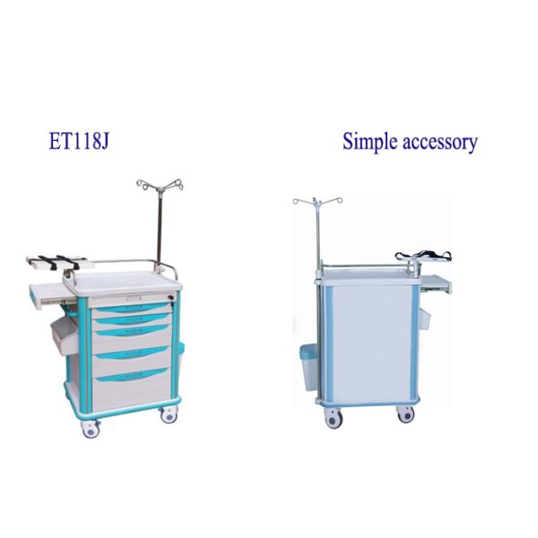 Simple Style Plastic Medical Emergency Trolley Cart Back Without Accessory  (ALS-ET118J)