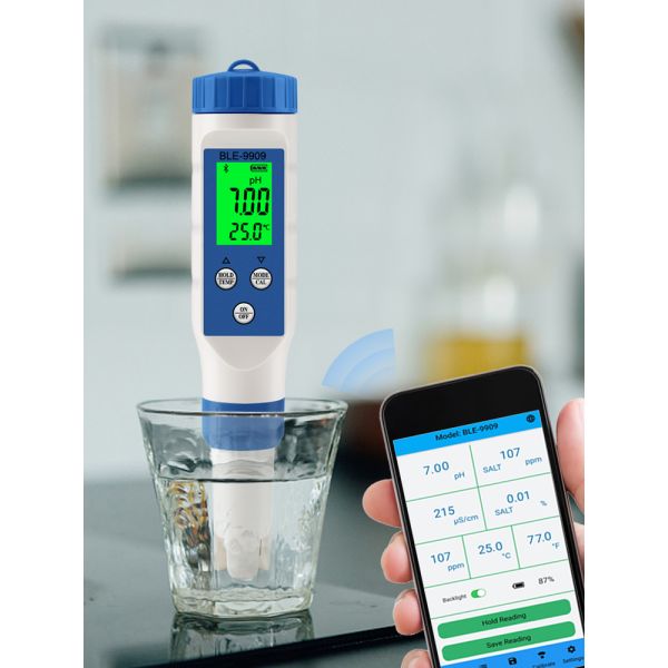 Smart Tuya Wifi Digital PH Meter with Data Logger Function and 6 in 1 TDS.EC.PH.Salinity.G.S.Temp for Hydroponics