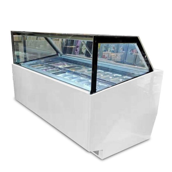 Gelado de aço inoxidável da estação da sobremesa que mergulha os tanques do congelador 16 da exposição