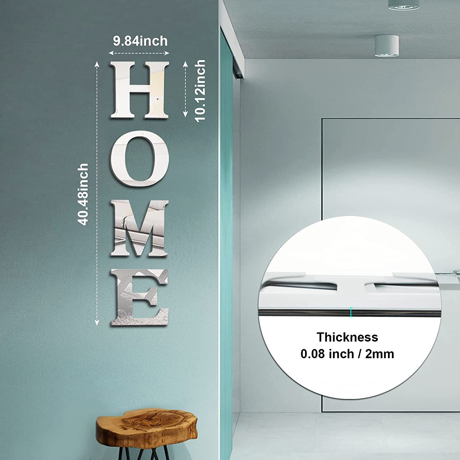 Family Letter Acrylic Mirror Wall Sticker Set Shatterproof Round Dot Decorative Mirror for Living Room Bedroom