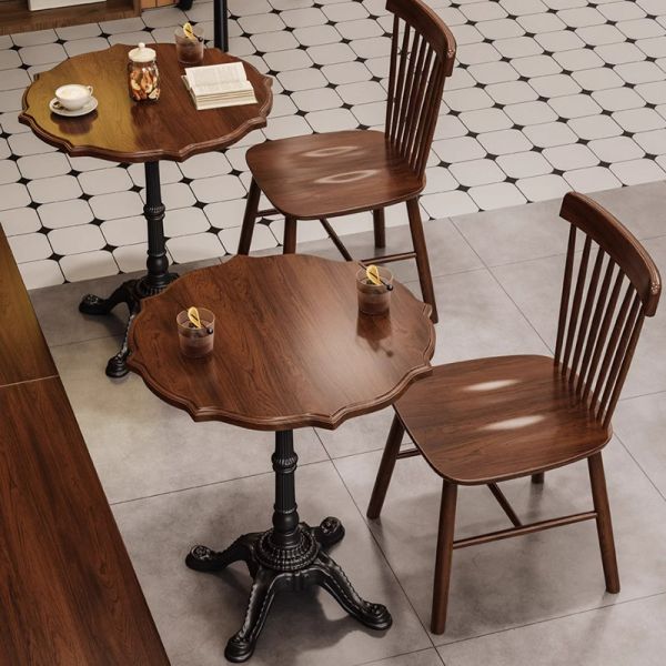 Vintage Style Restaurant Furniture Set Coffee Shop Solid Wood Table and Chairs Coffee Shop Booth Sofa Combination Furniture Set