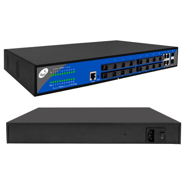 Переключатель 10 волокна 16 локальных сетей портов/100M волокно 2 гигабит порты сети стандарта Ethernet 4 гигабит