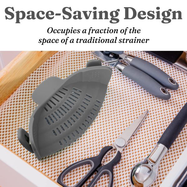 BPA Free Silicone Clip On Strainer For All Pots And Pans Pasta Strainer Clip On Food Strainer For Meat Vegetables Fruit