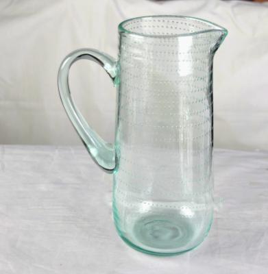 Recycle Green Spiraling Bubbles  Glass Water Pitcher , Large Glass Pitcher