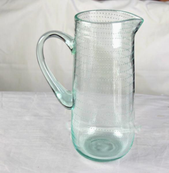 Recycle Green Spiraling Bubbles  Glass Water Pitcher , Large Glass Pitcher