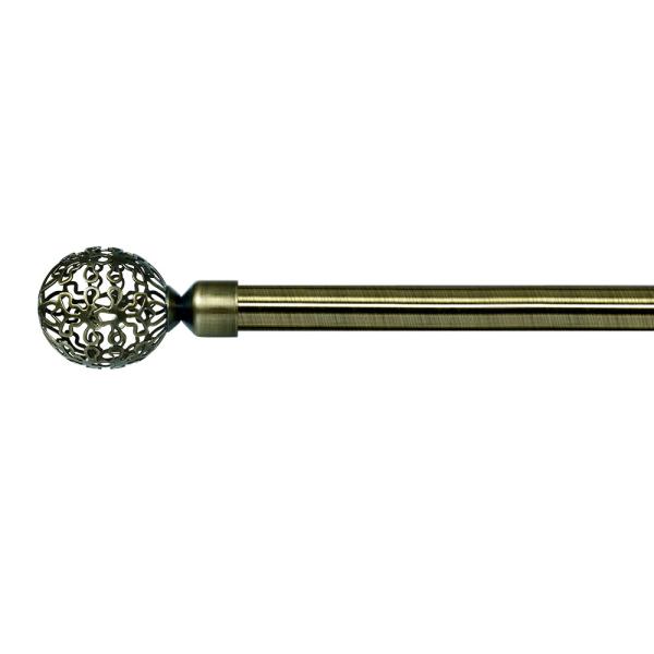 Anti-Brass Plain Rod Curtain Rods Set With Hollow Iron Finial