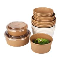Bacia de salada descartável do papel de embalagem do recipiente do acondicionamento de alimentos 350ml com tampa
