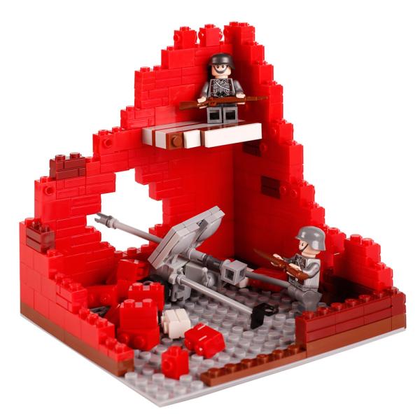 Military accessories series weapon cannon German soldier mini figure ww2 ruin building block